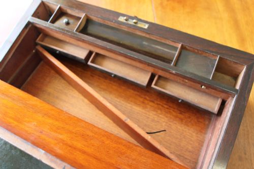 A VICTORIAN ROSEWOOD AND BRASS BOUND WRITING SLOPE - ADDITIONAL PHOTO 7