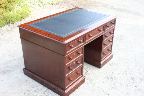 ENGLISH VICTORIAN MAHOGANY 9DRAWER PEDESTAL DESK - ADDITIONAL PHOTO 2