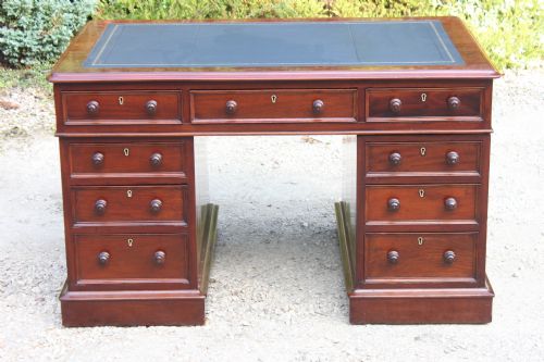 ENGLISH VICTORIAN MAHOGANY 9DRAWER PEDESTAL DESK - ADDITIONAL PHOTO 7
