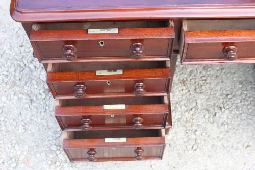 ENGLISH VICTORIAN MAHOGANY 9DRAWER PEDESTAL DESK - ADDITIONAL PHOTO 12