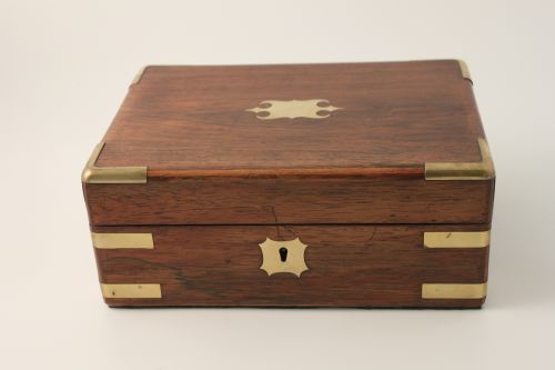 victorian brass bound fitted writing box - CATEGORY: ANTIQUE BOXES - DATED 1860