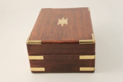 VICTORIAN BRASS BOUND FITTED WRITING BOX - ADDITIONAL PHOTO 1