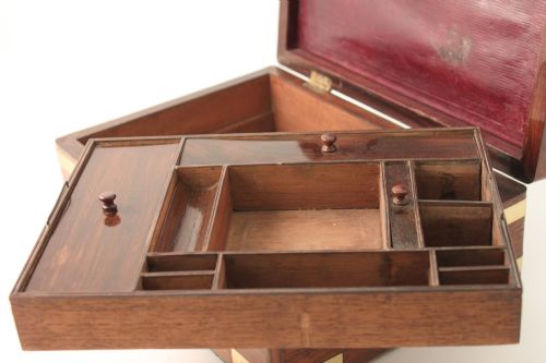 VICTORIAN BRASS BOUND FITTED WRITING BOX - ADDITIONAL PHOTO 8