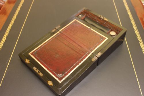 VICTORIAN COROMANDEL AND MOTHER OF PEARL INLAID WRITING SLOPE - ADDITIONAL PHOTO 1