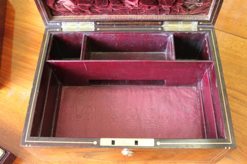 REGENCY PERIOD ROSEWOOD AND BRASS INLAID LADY'S VANITY CASE - ADDITIONAL PHOTO 5