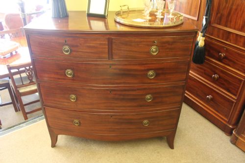 regency mahogany bow front chest - CATEGORY: ANTIQUE CHEST OF DRAWERS - DATED 1800