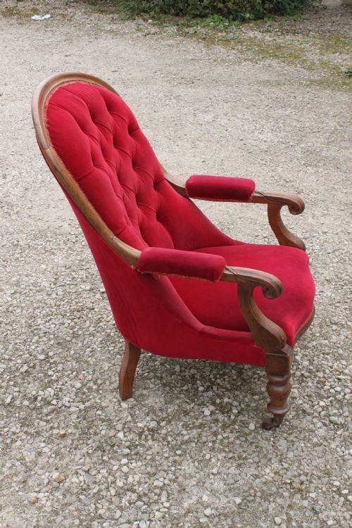 A VICTORIAN MAHOGANY ARMCHAIR - ADDITIONAL PHOTO 3