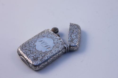 a victorian silver engraved vesta case - CATEGORY: ANTIQUE SILVER - DATED 1880