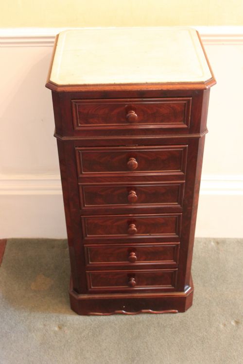 VICTORIAN PERIOD MARBLE TOPPED MAHOGANY BEDSIDE CABINET - ADDITIONAL PHOTO 1