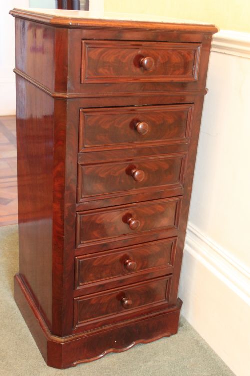 VICTORIAN PERIOD MARBLE TOPPED MAHOGANY BEDSIDE CABINET - ADDITIONAL PHOTO 3