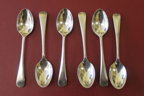 six hallmarked silver teaspoons - CATEGORY: ANTIQUE SILVER - DATED 1930
