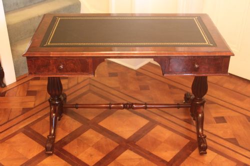 victorian walnut two drawer writing or library table - CATEGORY: ANTIQUE DESKS - DATED 1860