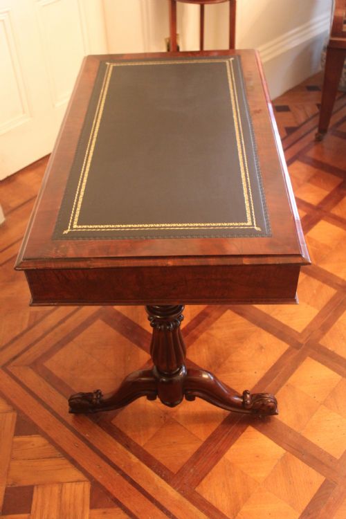 VICTORIAN WALNUT TWO DRAWER WRITING OR LIBRARY TABLE - ADDITIONAL PHOTO 4