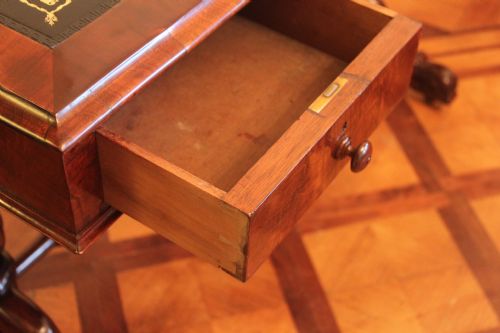 VICTORIAN WALNUT TWO DRAWER WRITING OR LIBRARY TABLE - ADDITIONAL PHOTO 8