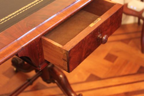 VICTORIAN WALNUT TWO DRAWER WRITING OR LIBRARY TABLE - ADDITIONAL PHOTO 9