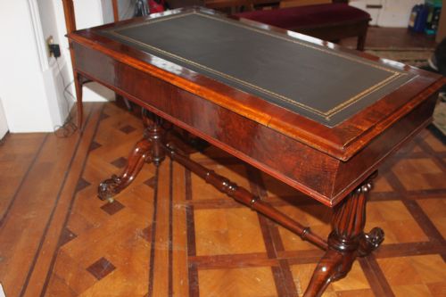 VICTORIAN WALNUT TWO DRAWER WRITING OR LIBRARY TABLE - ADDITIONAL PHOTO 10