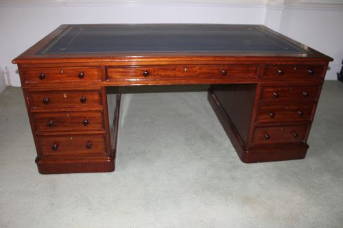 LARGE VICTORIAN MAHOGANY PARTNERS DESK - ADDITIONAL PHOTO 1