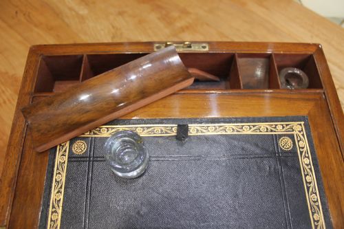 ANTIQUE VICTORIAN WALNUT BRASS INLAID WRITING SLOPE - ADDITIONAL PHOTO 8