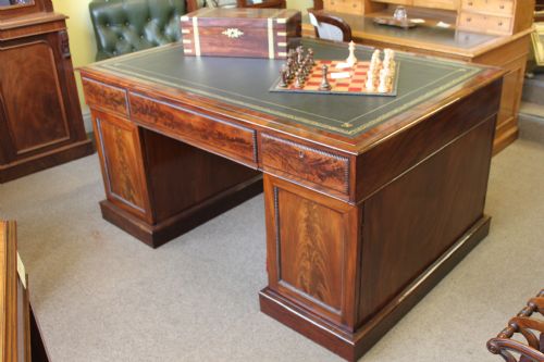 a fine 19th century regency period mahogany pedestal partners desk - CATEGORY: ANTIQUE DESKS - DATED REGENCY