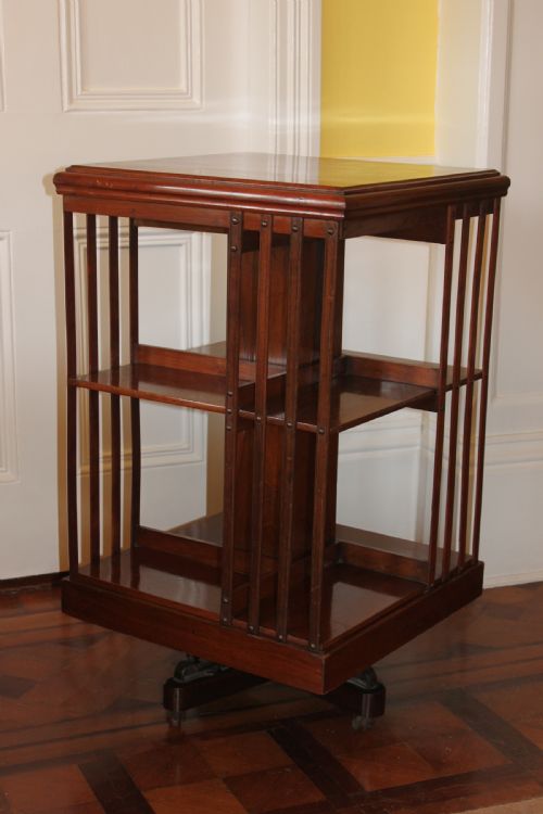 SOLID WALNUT LATE 19THEARLY 20TH CENTURY REVOLVING BOOKCASE - ADDITIONAL PHOTO 1