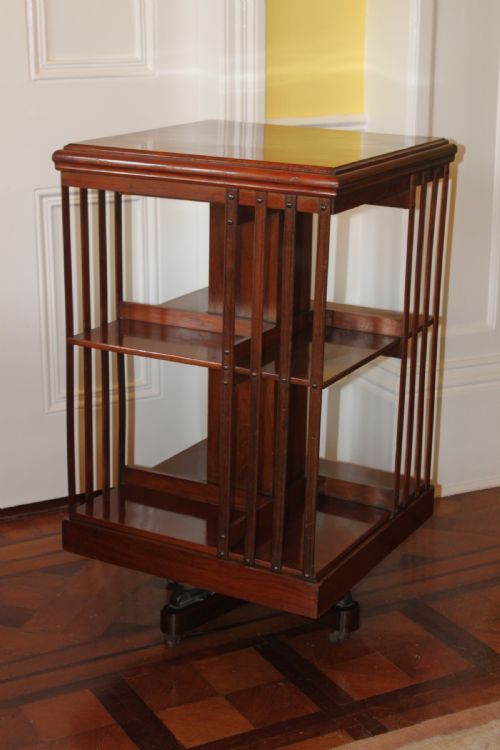 SOLID WALNUT LATE 19THEARLY 20TH CENTURY REVOLVING BOOKCASE - ADDITIONAL PHOTO 2
