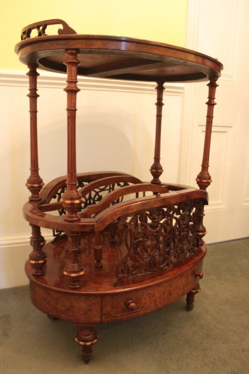 A SUPERB QUALITY EARLY VICTORIAN WALNUT INLAID CANTERBURY WHATNOT - ADDITIONAL PHOTO 5