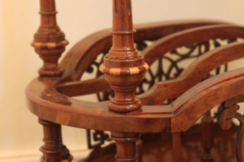 A SUPERB QUALITY EARLY VICTORIAN WALNUT INLAID CANTERBURY WHATNOT - ADDITIONAL PHOTO 6