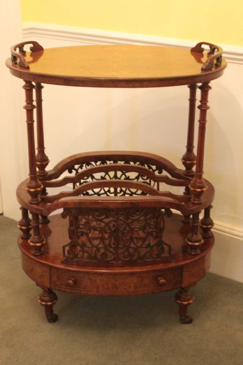A SUPERB QUALITY EARLY VICTORIAN WALNUT INLAID CANTERBURY WHATNOT - ADDITIONAL PHOTO 10