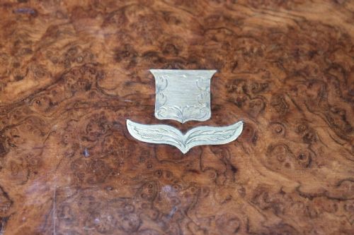 ANTIQUE VICTORIAN BURR WALNUT AND BRASS INLAID WRITING SLOPE - ADDITIONAL PHOTO 5