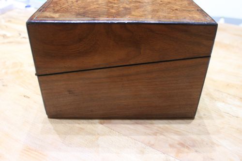 ANTIQUE VICTORIAN BURR WALNUT AND BRASS INLAID WRITING SLOPE - ADDITIONAL PHOTO 12
