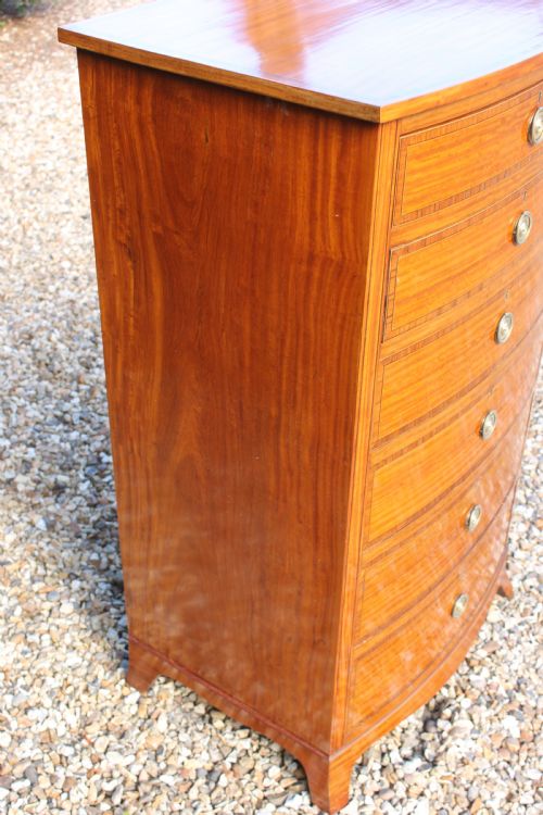 SHERATON REVIVAL SATINWOOD BOW FRONT CHEST OF DRAWERS - ADDITIONAL PHOTO 10