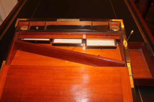 A 19TH CENTURY TOP QUALITY BURR WALNUT AND BRASS INLAID WRITING SLOPE - ADDITIONAL PHOTO 12