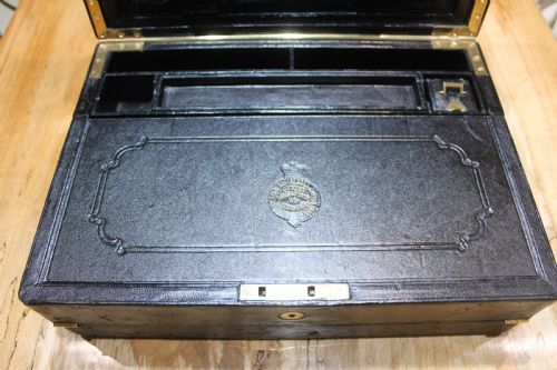 A RARE BLACK LEATHER BOUND WRITING SLOPE BY J FRYER CHARING CROSS LONDON - ADDITIONAL PHOTO 5