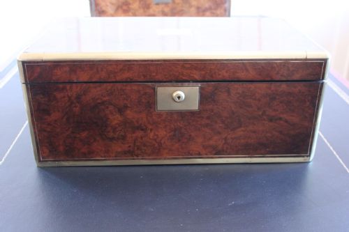 VICTORIAN BURR WALNUT WRITING SLOPE WITH BRAMAH LOCK - ADDITIONAL PHOTO 17