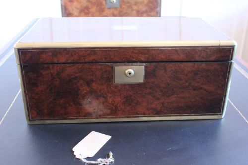 VICTORIAN BURR WALNUT WRITING SLOPE WITH BRAMAH LOCK - ADDITIONAL PHOTO 18