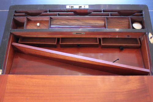VICTORIAN BURR WALNUT WRITING SLOPE WITH BRAMAH LOCK - ADDITIONAL PHOTO 24