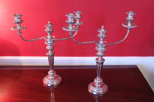 A MAGNIFICENT PAIR OF OLD SHEFFIELD PLATE CANDELABRA - ADDITIONAL PHOTO 1