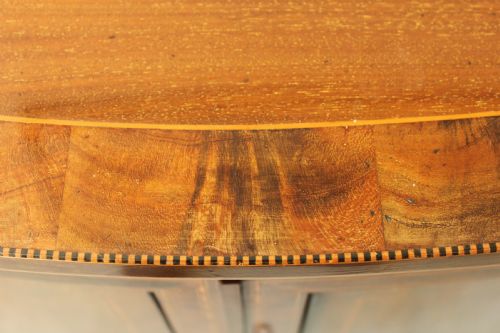 A FINE QUALITY EDWARDIAN INLAID BOWFRONT MAHOGANY MUSIC CABINET - ADDITIONAL PHOTO 4