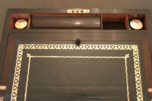 A FINE VICTORIAN BURR WALNUT AND BRASS BOUND WRITING SLOPE - ADDITIONAL PHOTO 9