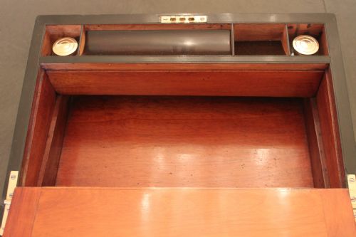 A FINE VICTORIAN BURR WALNUT AND BRASS BOUND WRITING SLOPE - ADDITIONAL PHOTO 10