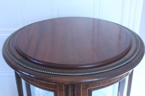 LATE 19TH CENTURY FRENCH CIRCULAR INLAID VITRINE OR BIJOUTERIE CABINET - ADDITIONAL PHOTO 13