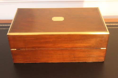 VICTORIAN WALNUT BRASS BOUND WRITING SLOPE - ADDITIONAL PHOTO 10
