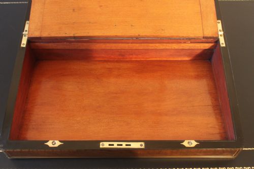 VICTORIAN WALNUT BRASS BOUND WRITING SLOPE - ADDITIONAL PHOTO 13