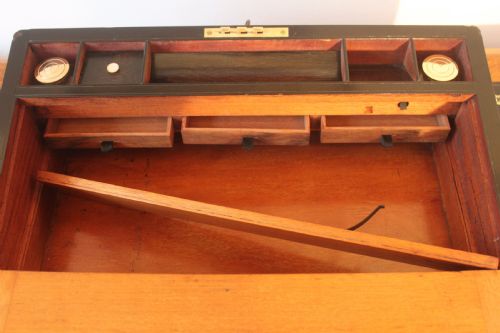 VICTORIAN WALNUT BRASS BOUND WRITING SLOPE - ADDITIONAL PHOTO 15