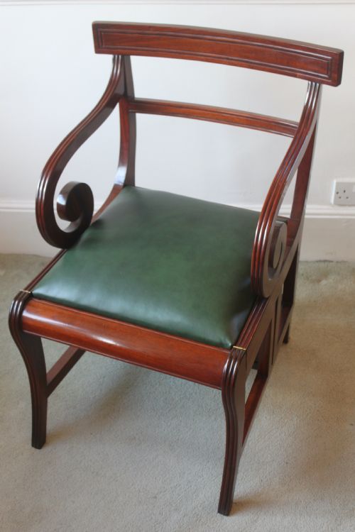 REGENCY PERIOD MAHOGANY METAMORPHIC LIBRARY CHAIR - ADDITIONAL PHOTO 1