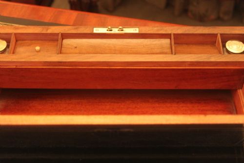 VICTORIAN BRASS BOUND BURR WALNUT WRITING SLOPE - ADDITIONAL PHOTO 7