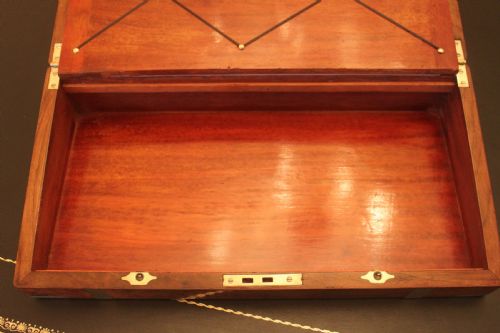 VICTORIAN BRASS BOUND BURR WALNUT WRITING SLOPE - ADDITIONAL PHOTO 10