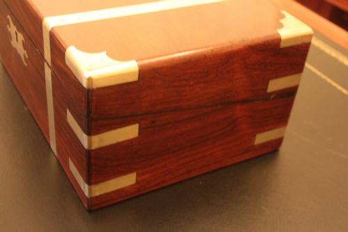 VICTORIAN ROSEWOOD BRASS BOUND WRITING SLOPE WITH SECRET DRAWERS - ADDITIONAL PHOTO 4