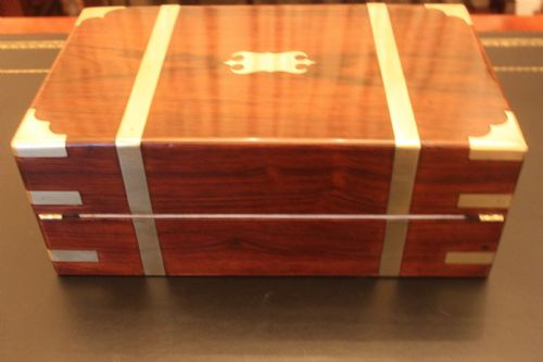 VICTORIAN ROSEWOOD BRASS BOUND WRITING SLOPE WITH SECRET DRAWERS - ADDITIONAL PHOTO 9