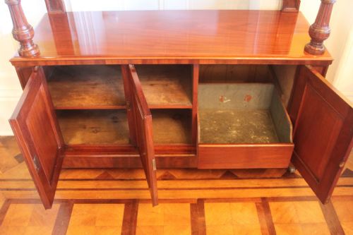 VICTORIAN MAHOGANY BUFFET SIDEBOARD BY JAMES SHOOLBRED CO TOTTENHAM COURT ROAD LONDON - ADDITIONAL PHOTO 4